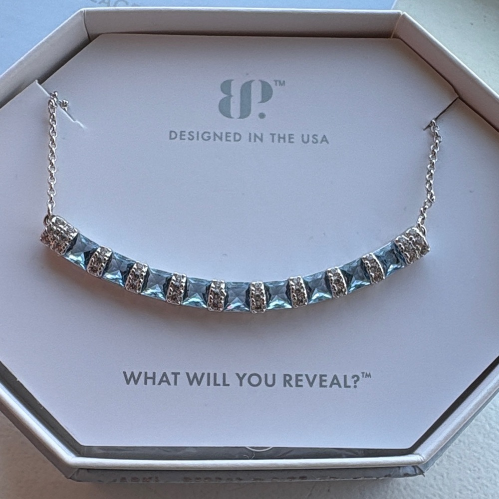Bomb Party Silver and Blue Necklace